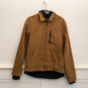 Hurley Canvas Workwear Jacket with Hooded Lining Men's Size M Brown Coat